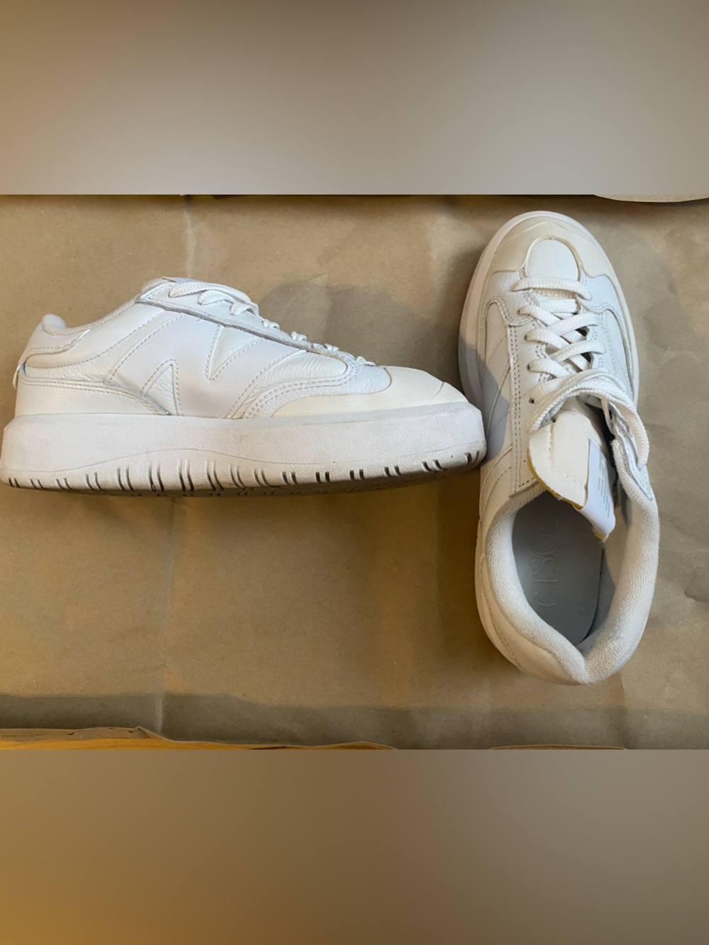 New Balance All-White Leather Low-Top Sneakers